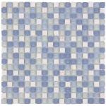 White Marble/Blue Matte Glass Mosaic 5/8"x 5/8"