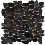 Black Sliced Polished Pebble Interlocking Mosaic